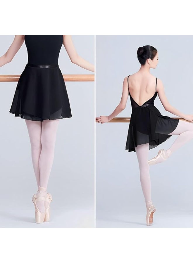 Women's Black Chiffon Adjustable Ballet Wrap Skirt for Dance & Gymnastics (One Size) - Image 5