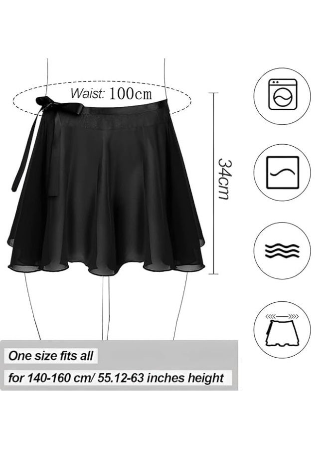 Women's Black Chiffon Adjustable Ballet Wrap Skirt for Dance & Gymnastics (One Size) - Image 2