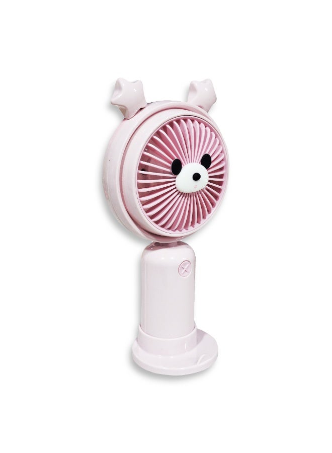 Cute cartoon handheld fan, 2 different speeds, USB rechargeable battery for easy use anywhere, small and lightweight design perfect for carrying in your bag or on your desk, safe materials and attractive design for kids and adults, tabletop fan holder, great summer gift - Image 2
