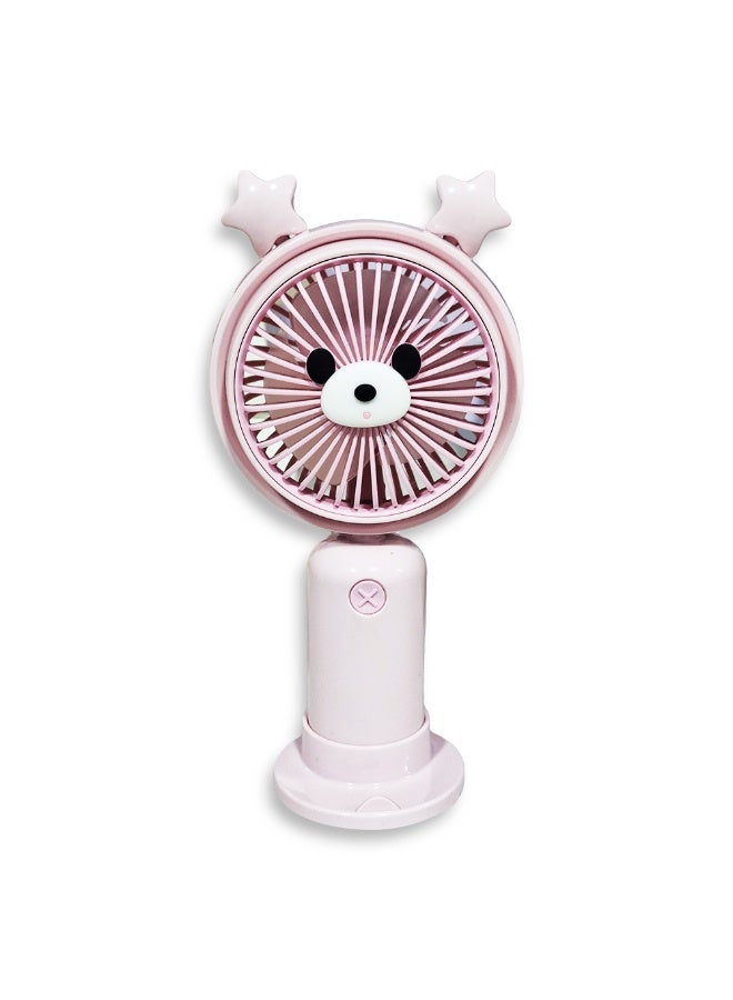 Cute cartoon handheld fan, 2 different speeds, USB rechargeable battery for easy use anywhere, small and lightweight design perfect for carrying in your bag or on your desk, safe materials and attractive design for kids and adults, tabletop fan holder, great summer gift - Image 1