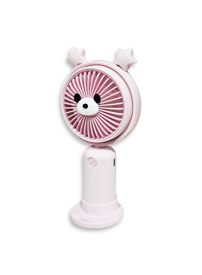 Cute cartoon handheld fan, 2 different speeds, USB rechargeable battery for easy use anywhere, small and lightweight design perfect for carrying in your bag or on your desk, safe materials and attractive design for kids and adults, tabletop fan holder, great summer gift - Image 3