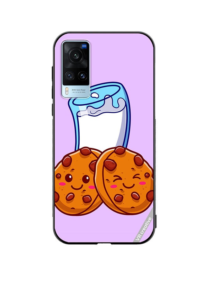 VR CREATIVE غطاء حماية لهاتف Vivo X60 بتصميم ميلك وكوكيس متعدد الألوان - Image 1