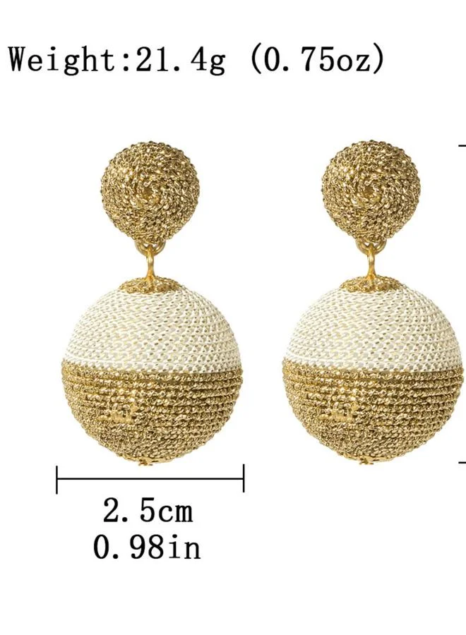 Take Two Two-Tone Woven Ball Drop Earrings
