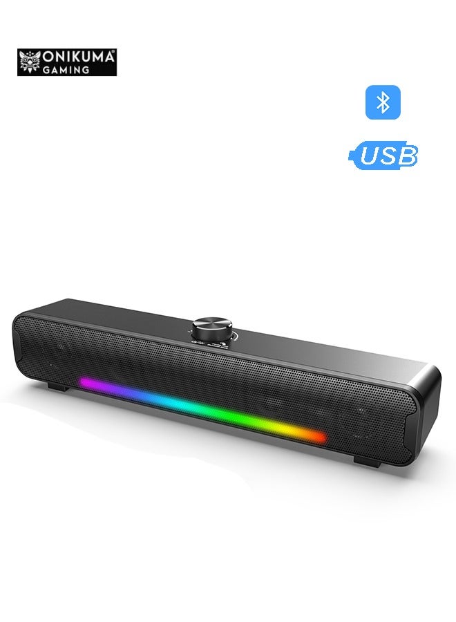 onikuma Computer Speakers Bluetooth RGB Laptop SoundBar 16W Dual HiFi Stereo with 6 LED Color Mode Soundbar USB Powered Computer Speakers for Monitor Phone PC Laptop  - Image 1