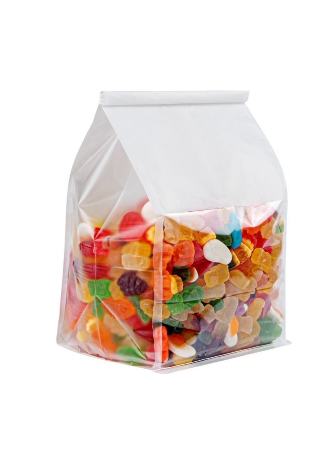 Restaurantware Bag Tek 6.3 x 5.1 x 10.2 Inch Tin Tie Bags With Windows, 100 Resealable Bakery Bags with Windows - Flat Bottom, For Cookies or Coffee Beans, White Cotton Paper Tin Tie Bags - Image 2