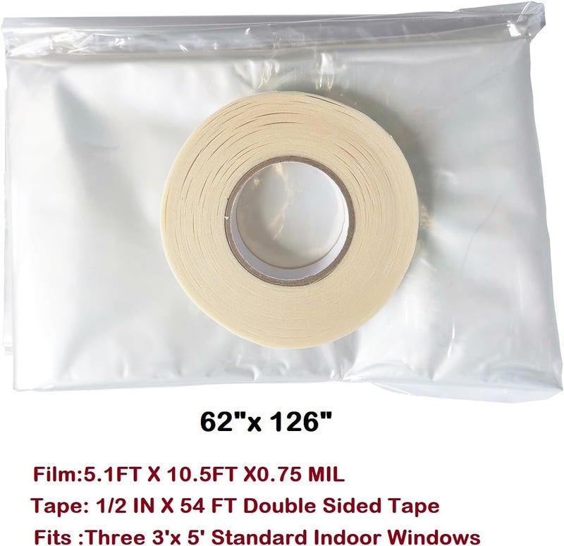 FonsBleaudy Insulating Film Window Kit to Keep Cold Out Window Shrink Film Insulator Kit (3 Windows) - Image 3