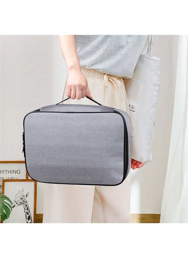 Generic Five Layered Document Bag With Lock grey,Oxford Document Organizer with Code Lock, Multi-Layer Storage Pouch Credential Bag, Portable Bag Without Vibration  - Image 3