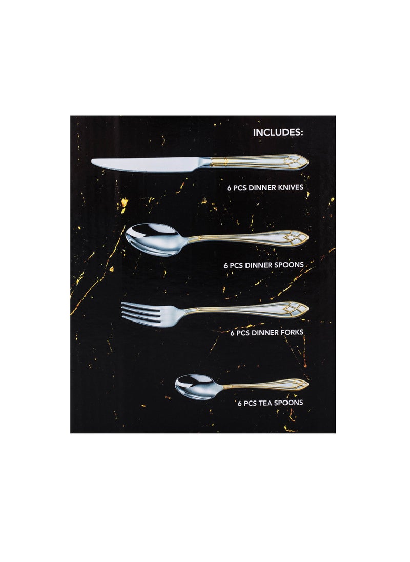Bin Shahon 24 Piece Stainless Steel Spoon Set with Stand with Gold Engraving  - Image 3