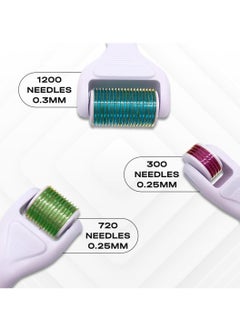 AMROAH 4 in 1 Titanium Derma Roller Set 300 700 1200 Micro Needle 0.25mm 0.3mm, Cosmetic Microneedling Tool Derma Roller Kit for Male & Female Face Body Skin Hair Growth Scalp  - Image 2