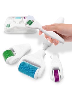 AMROAH 4 in 1 Titanium Derma Roller Set 300 700 1200 Micro Needle 0.25mm 0.3mm, Cosmetic Microneedling Tool Derma Roller Kit for Male & Female Face Body Skin Hair Growth Scalp  - Image 1