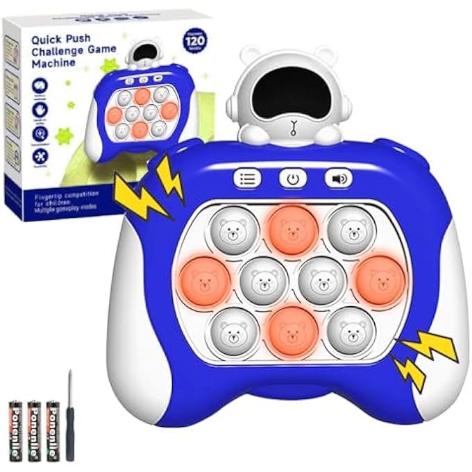 HEEGABEM QUICK PUSH POP GAME IT,QUICK PUSH LIGHT UP POP GAME MACHINE,HANDHELD FIDGET CONSOLE SENSORY TOY FOR KIDS ADULTS, BIRTHDAY GIFTS FOR BOYS GIRLS TEENS-BLUE ASTRONAUT - Image 1