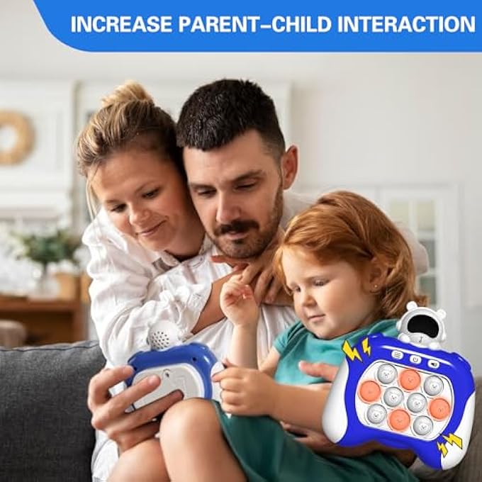 HEEGABEM QUICK PUSH POP GAME IT,QUICK PUSH LIGHT UP POP GAME MACHINE,HANDHELD FIDGET CONSOLE SENSORY TOY FOR KIDS ADULTS, BIRTHDAY GIFTS FOR BOYS GIRLS TEENS-BLUE ASTRONAUT - Image 3