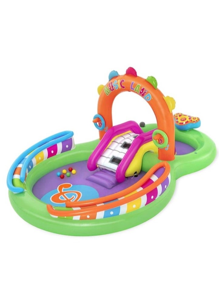 بست واي حوض سباحة  قابل للنفخ في الفناء الخلفي للاطفال الصغار من بيست واي مع قوس رش وزحليقة وحلقة رمي - Image 1