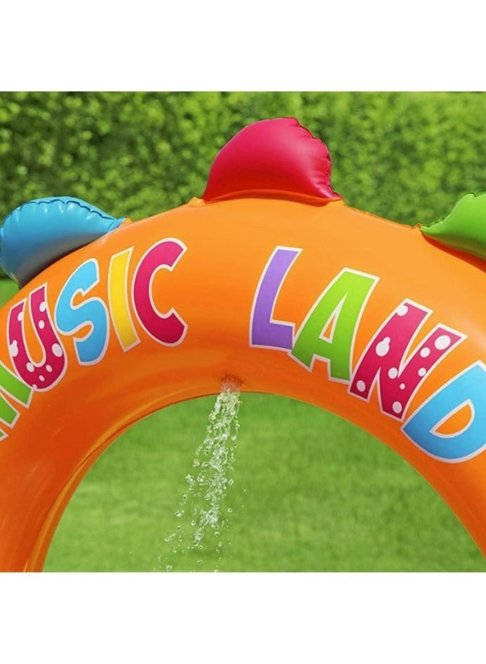 بست واي حوض سباحة  قابل للنفخ في الفناء الخلفي للاطفال الصغار من بيست واي مع قوس رش وزحليقة وحلقة رمي - Image 4