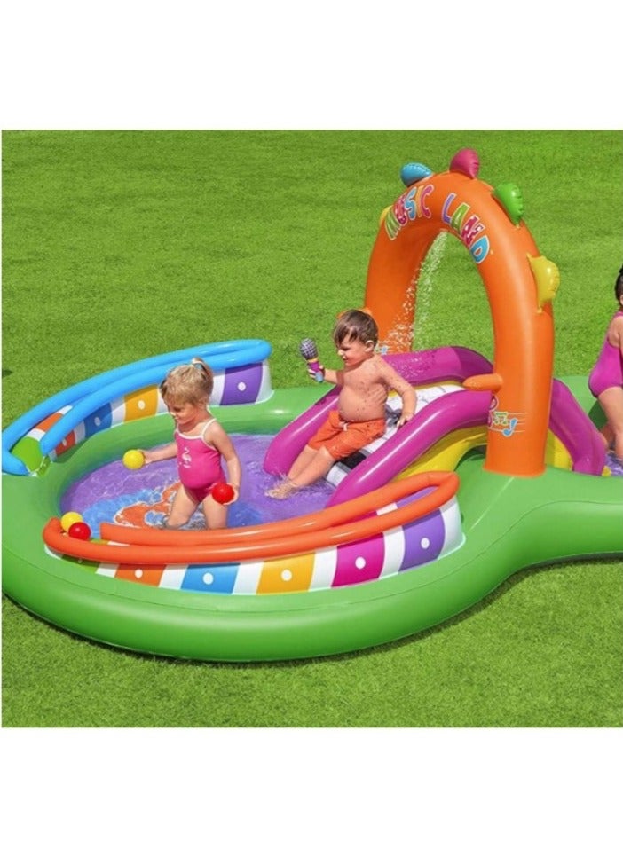 بست واي حوض سباحة  قابل للنفخ في الفناء الخلفي للاطفال الصغار من بيست واي مع قوس رش وزحليقة وحلقة رمي - Image 2