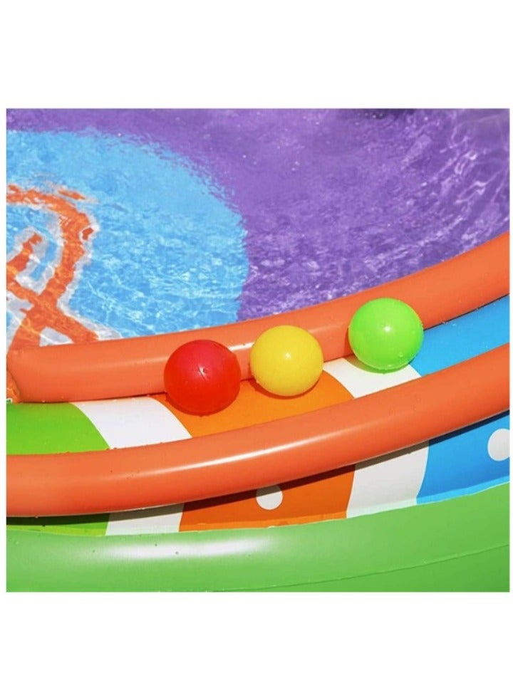 بست واي حوض سباحة  قابل للنفخ في الفناء الخلفي للاطفال الصغار من بيست واي مع قوس رش وزحليقة وحلقة رمي - Image 3