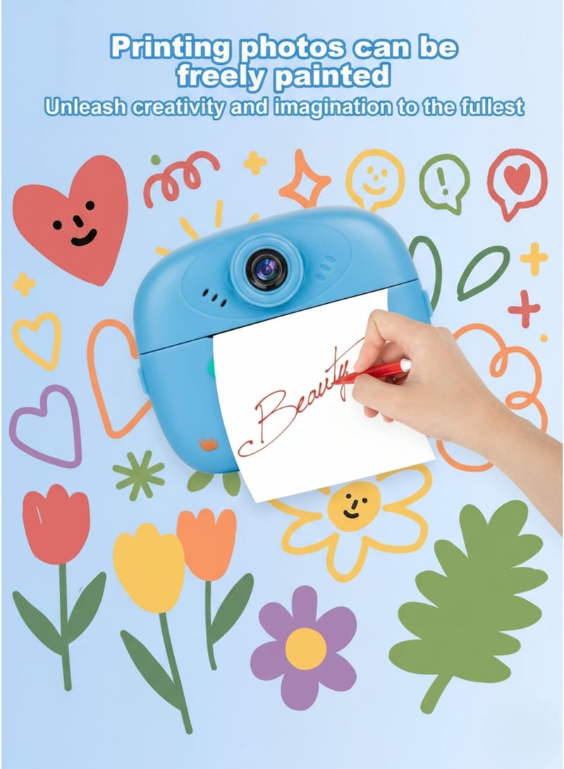 vexa pro Kids Instant Print Camera – 48MP Photo, 1080P HD Video, Inkless Thermal Print, 64GB Card, DIY Pens & Paper - Image 4