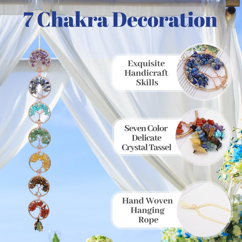 Dreamocean 7 Chakra Healing Crystals - Dreamocean Handmade Natural Stones Chakra Hanging Decor Crystal Tree Of Life Ornament For Women Window Home Decor Yoga Meditation Gift For Christmas Birthday Housewarming - Image 4