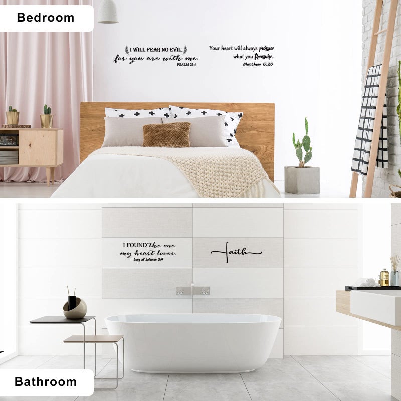 Leinuosen 12 Styles Bible Verse Wall Decals Inspirational Decals Peel and Stick Vinyl Christian Stickers Prayer Wall Decor Butterfly Quotes Decor Art Sticker for Bedroom(Black) - Image 4