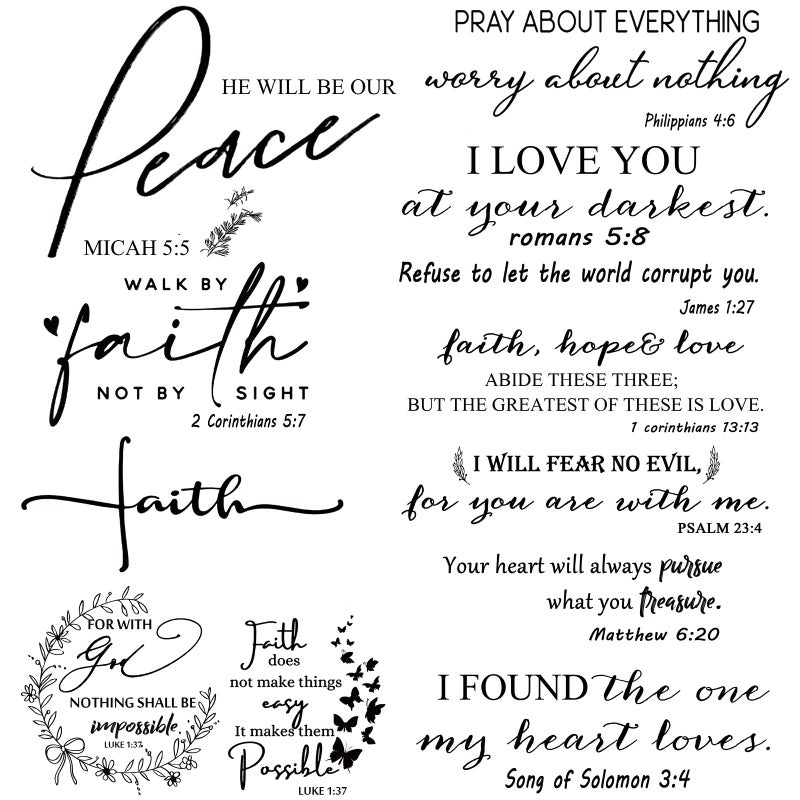 Leinuosen 12 Styles Bible Verse Wall Decals Inspirational Decals Peel and Stick Vinyl Christian Stickers Prayer Wall Decor Butterfly Quotes Decor Art Sticker for Bedroom(Black) - Image 1