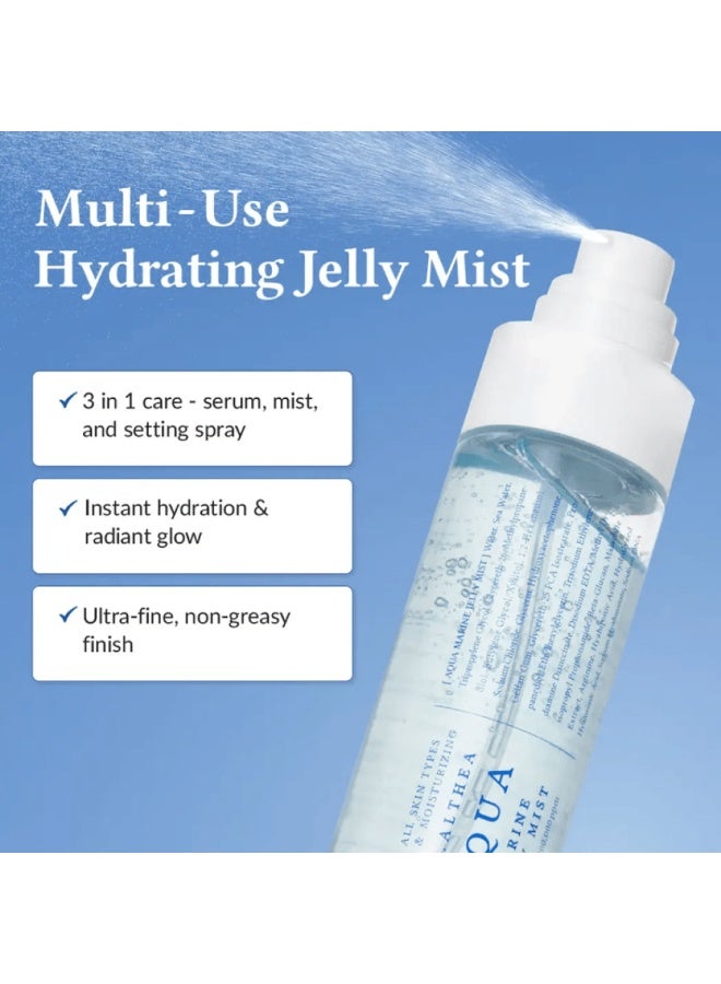 Dr.althea Dr. Althea Aqua Marine Jelly Mist (100 ml). Its lightweight jelly-textured formula, enriched with marine ingredients, delivers deep hydration and long-lasting freshness, leaving your skin soft, plump, and radiant anytime. - Image 4
