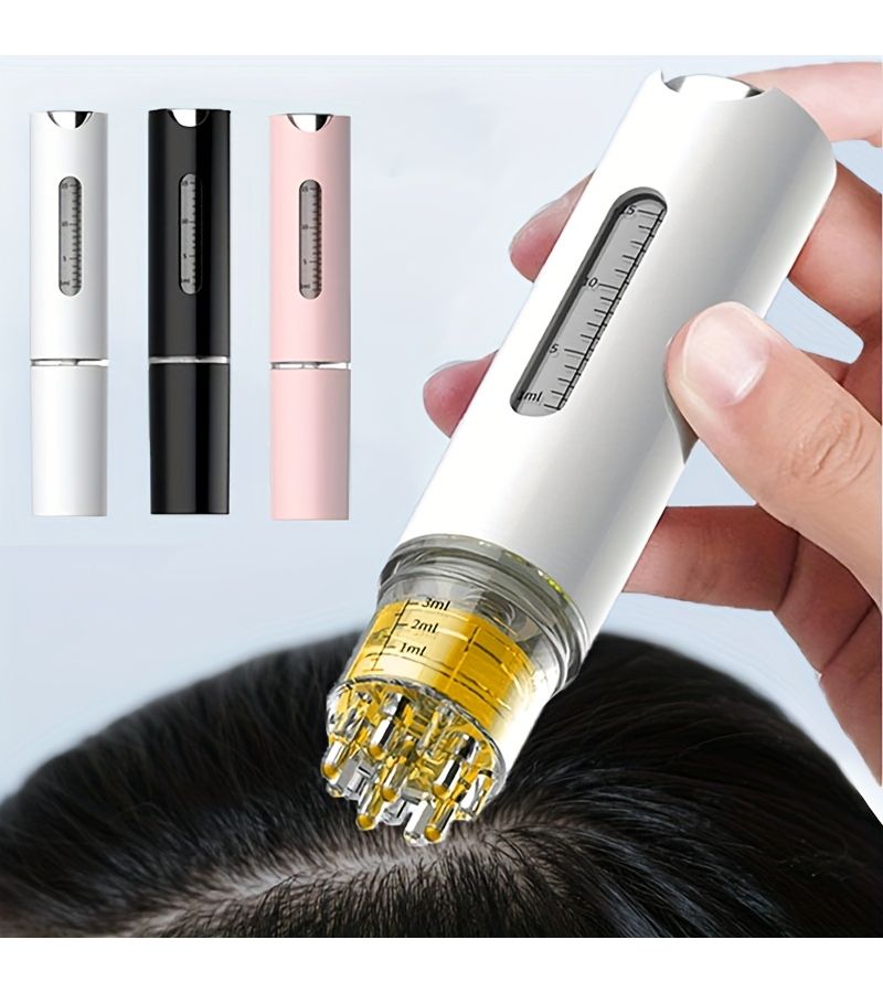 Portable Scalp Massage Comb Black With Essential Oil Guidance Speed Control Plastic Hair Care Tool For Smooth Scalp - Image 1