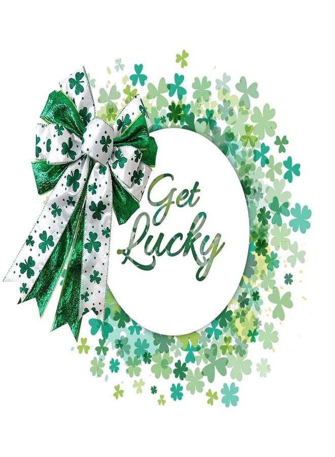 JANOU St. Patrick's Day Wreath Bow Green Shamrock Bowknot Irish Holiday DIY Crafts Ribbon Bow Ornaments for St. Patrick's Day Party Decorations, 11.4x17.7 in - Image 3