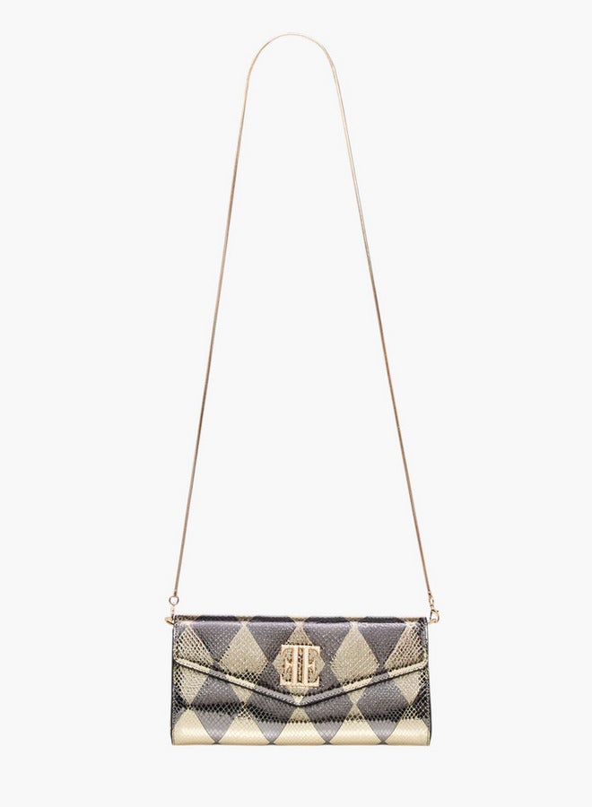 ELLE Metallic Textured Crossbody Bag with Detachable Strap and Magnetic Button Closure - Image 3