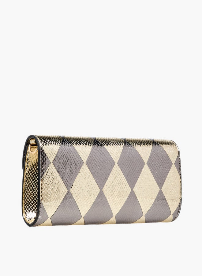 ELLE Metallic Textured Crossbody Bag with Detachable Strap and Magnetic Button Closure - Image 4