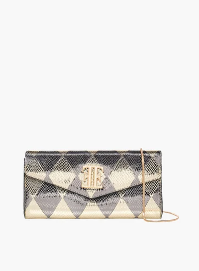 ELLE Metallic Textured Crossbody Bag with Detachable Strap and Magnetic Button Closure