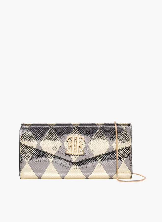 ELLE Metallic Textured Crossbody Bag with Detachable Strap and Magnetic Button Closure