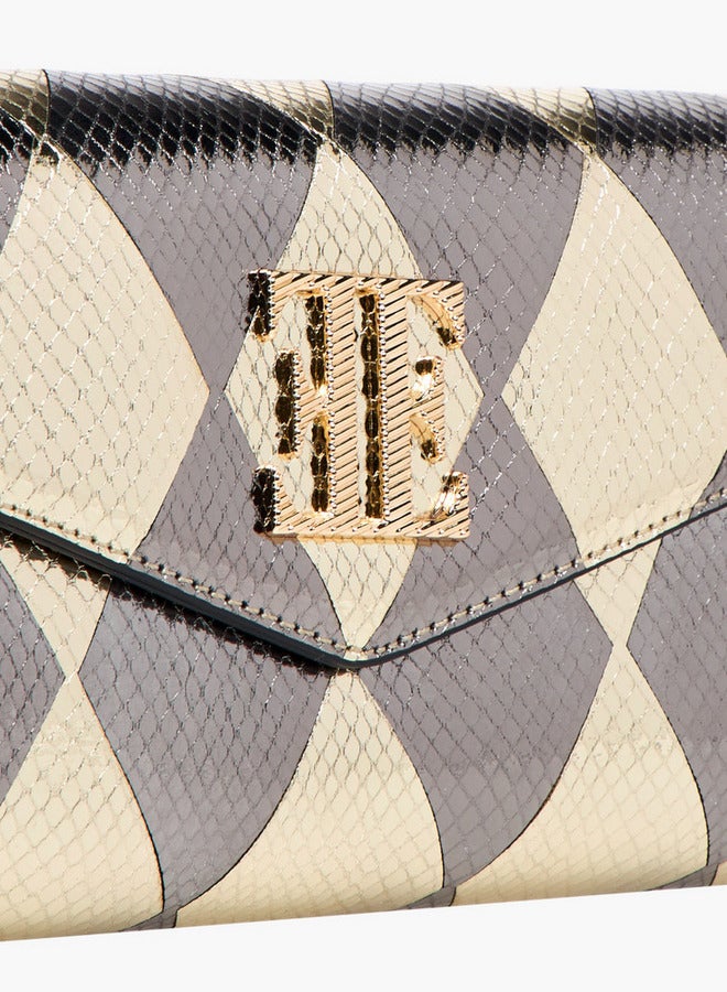 ELLE Metallic Textured Crossbody Bag with Detachable Strap and Magnetic Button Closure - Image 5