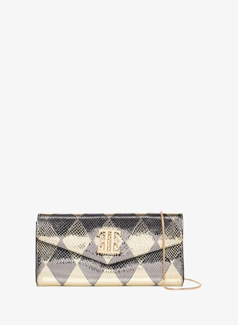 ELLE Metallic Textured Crossbody Bag with Detachable Strap and Magnetic Button Closure