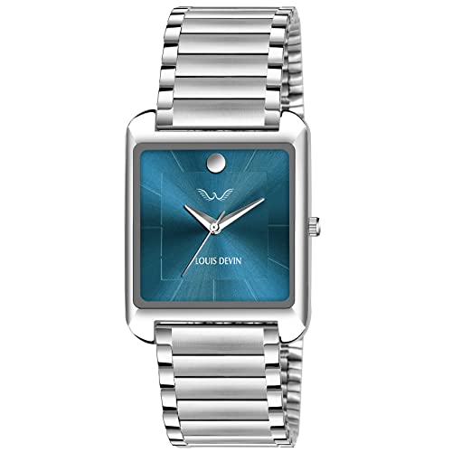 LOUIS DEVIN Stainless Steel Chain Analog Wrist Watch for Men (Blue Dial) | LD-G057-BLU-CH - Image 1