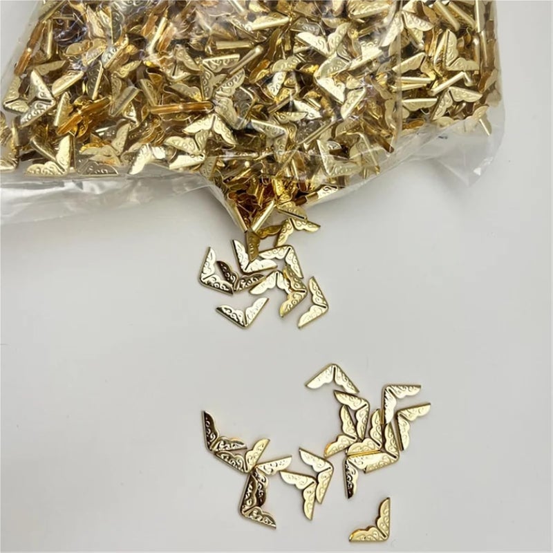 Book Corner 500pcs Scrapbooking Albums Corner Protectors Card File Menu Metal Book Laptop Decor(Rose Gold) - Image 3