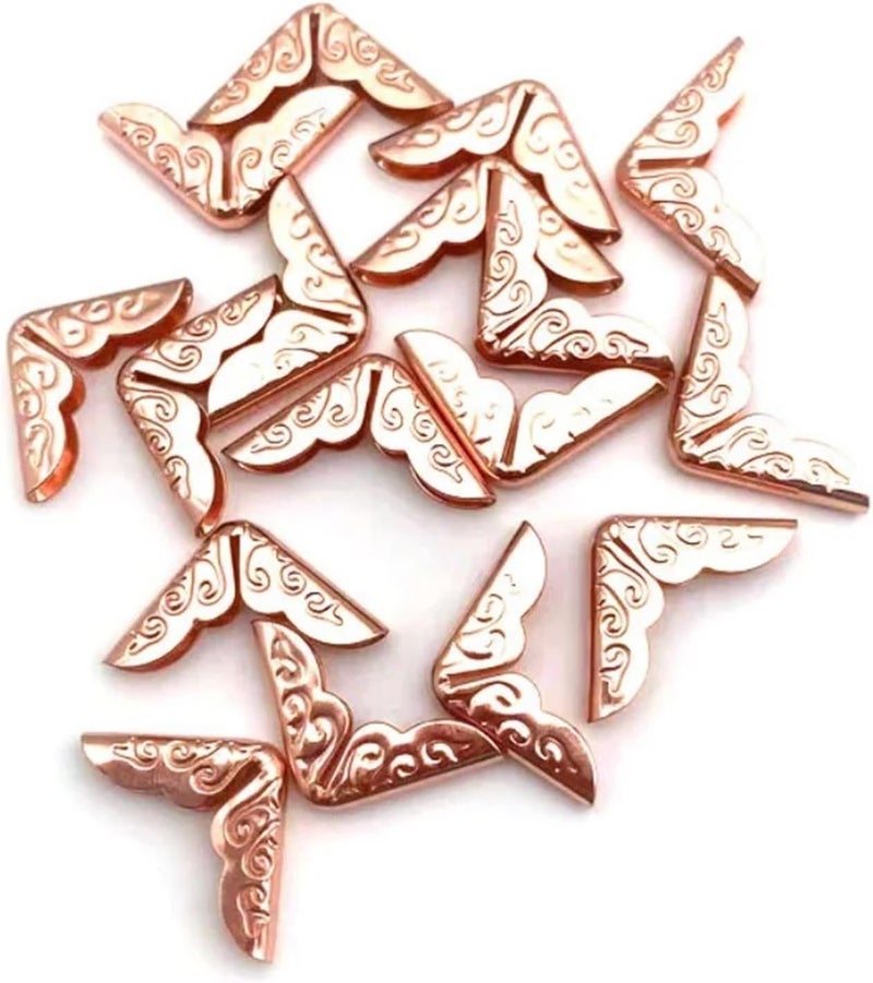 Book Corner 500pcs Scrapbooking Albums Corner Protectors Card File Menu Metal Book Laptop Decor(Rose Gold) - Image 1