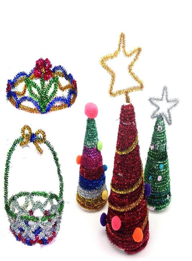 ccHuDE 200 Pcs Shiny Chenille Stems Glitter Pipe Cleaners Metallic Tinsel Stems for Christmas DIY Arts and Crafts Green - Image 3
