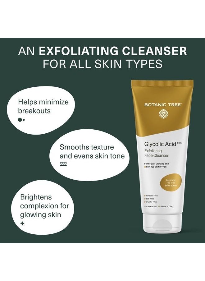 Botanic Tree Glycolic Acid Face Wash, Exfoliating Facial Cleanser For Facial Skin Care, Acne Treatment Face Scrub, 10% Glycolic and Salicylic Acid 6 fl. oz  - Image 3