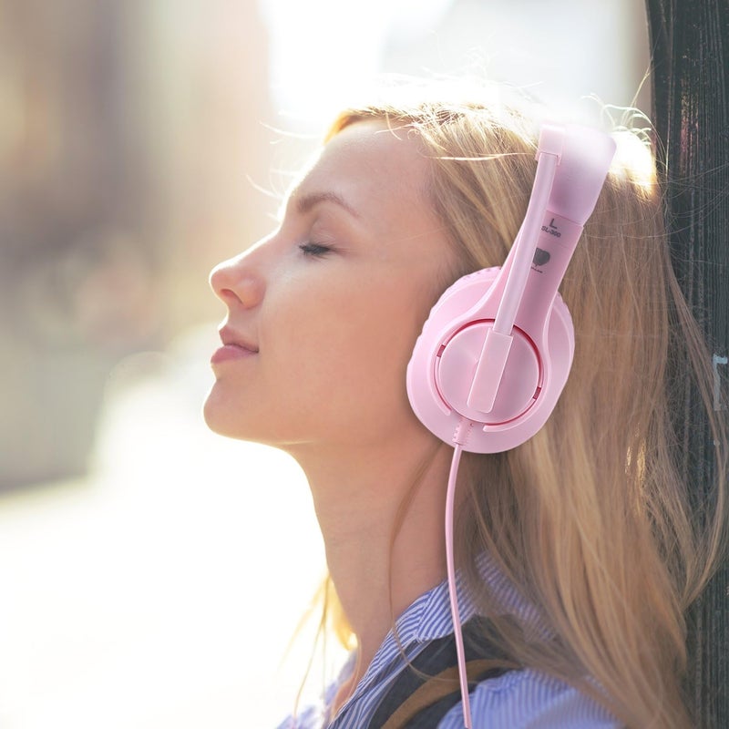 BlueFire Kids Headphones for Online School, Children, Teens, Boys, Girls, 3.5mm Stereo Over-Ear Gaming Headphone with Microphone and Volume Control for PS4, PS5, New Xbox One（Pink） - Image 5
