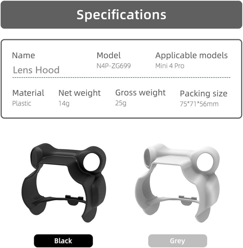 Xmipbs Mini 4 Pro Lens Hood AntiGlare Sunshade Cover Gimbal Camera Guard Protector for DJI Mavic Mini 4 Pro Black - Image 5