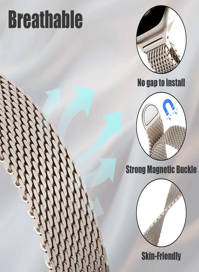 TRA حزام حلقة ميلانية رفيعة نحيفة متوافقة مع ساعة آبل 38mm 40mm 41mm 42mm 44mm 45mm 49mm للنساء والرجال، حزام شبكي من الفولاذ المقاوم للصدأ مع مشبك مغناطيسي لسلسلة iWatch 11 10 9 8 7 6 5 4 3 2 1 ألترا SE - Image 3