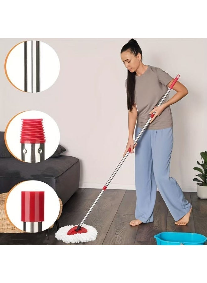 58 inch Telescopic triangular rotating mop, equipped with 2 replacement cloths,  mop head replacement for floor cleaning, washable and reusable, 4 sections of 30 inch to 58 inch mop handles. - Image 2