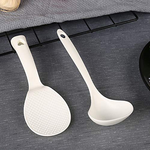 PZRT 1pcs Standing Rice Paddle and 1pcs Soup Spoons, Non-Stick Rice Spoon, Stand-up Serving Rice Spatula Household Kitchen Tools, White - Image 5