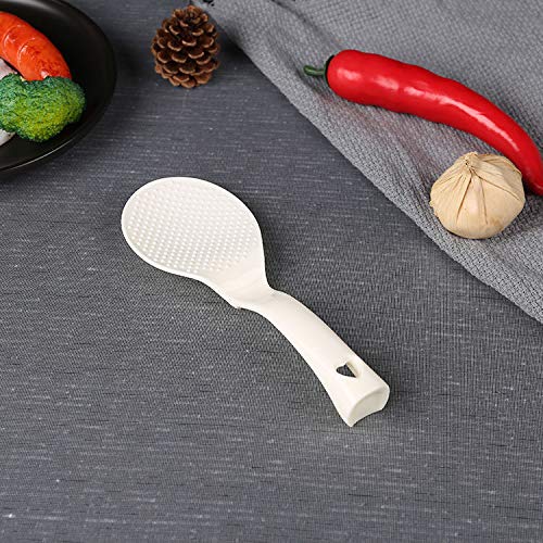 PZRT 1pcs Standing Rice Paddle and 1pcs Soup Spoons, Non-Stick Rice Spoon, Stand-up Serving Rice Spatula Household Kitchen Tools, White - Image 2