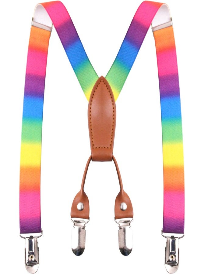 GUCHOL Boys and Girls Suspenders 4 Clips Adjustable Length Braces Rainbow Suspenders for Kids Prime (Multicolor) - Image 1