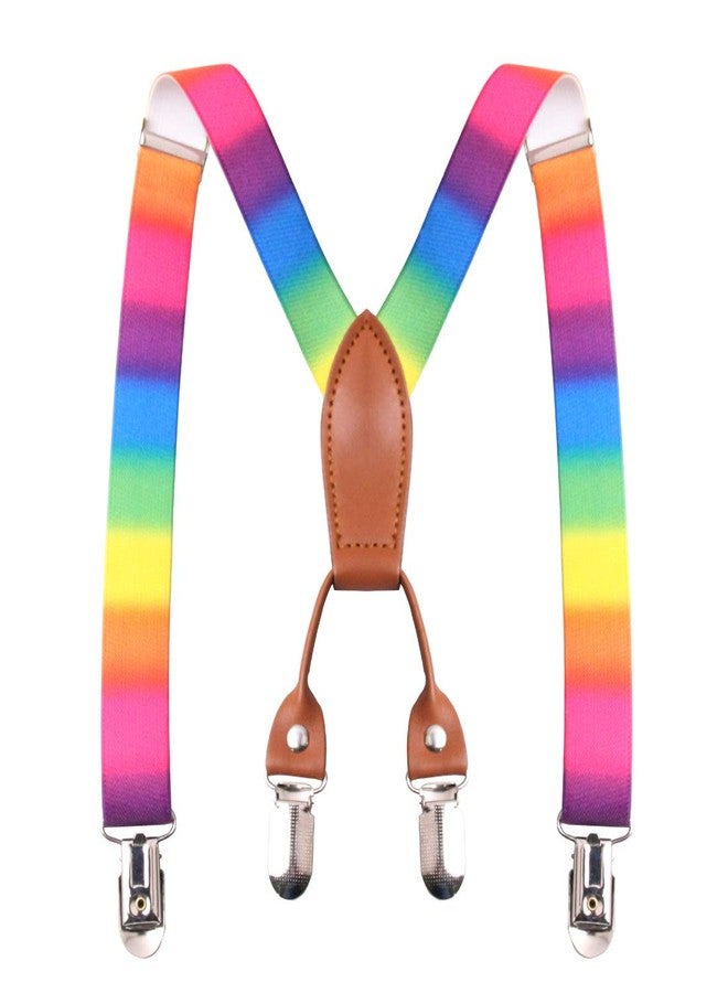 GUCHOL Boys and Girls Suspenders 4 Clips Adjustable Length Braces Rainbow Suspenders for Kids Prime (Multicolor) - Image 3