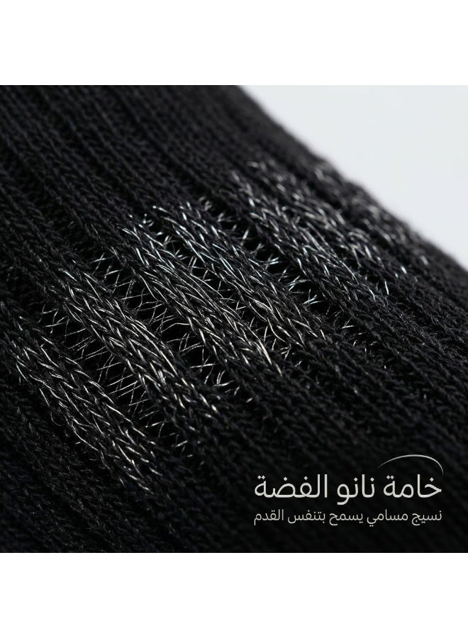 دودوليزا شراب رجالي كلاسيك بتقنية نانو الفضة من البامبو مضاد للبكتيريا مقاس متوسط أسود 5 أزواج - Image 2