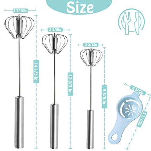 Jninexiu Semi-automatic Whisk, Stainless Steel Egg Beater, Hand Push Rotary Whisks Mixer Stirrer for Making Cream, Whisking, Beating and Stirring (Silver) - Image 2