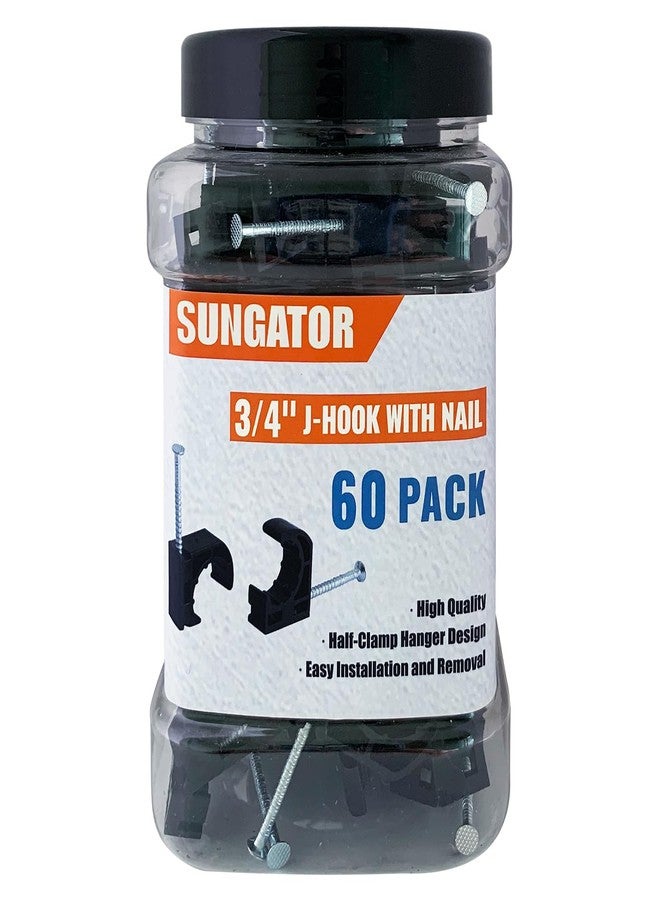 SUNGATOR (60 Pack) SUNGATOR 3/4 Inch Pex J-Hook with Nails, Black Half Clamps, 3/4" J Clamps for Pex Pipe Support, 3/4" J-Hook Pipe Hanger Suitable for Wall Mount Pipe Tubing Fixture - Image 1