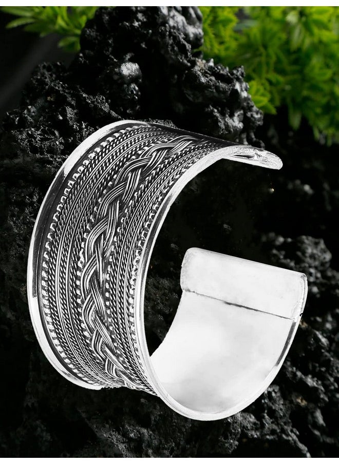 YouBella - YouBella Jewellery Oxidised Silver Cuff Bracelet Bangle for Girls and Women (Style 1) - Image 1